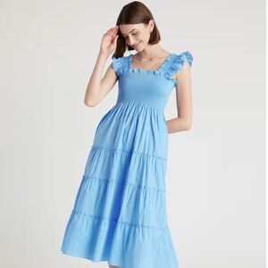 Quince Organic Cotton Poplin Smocked Midi Dress